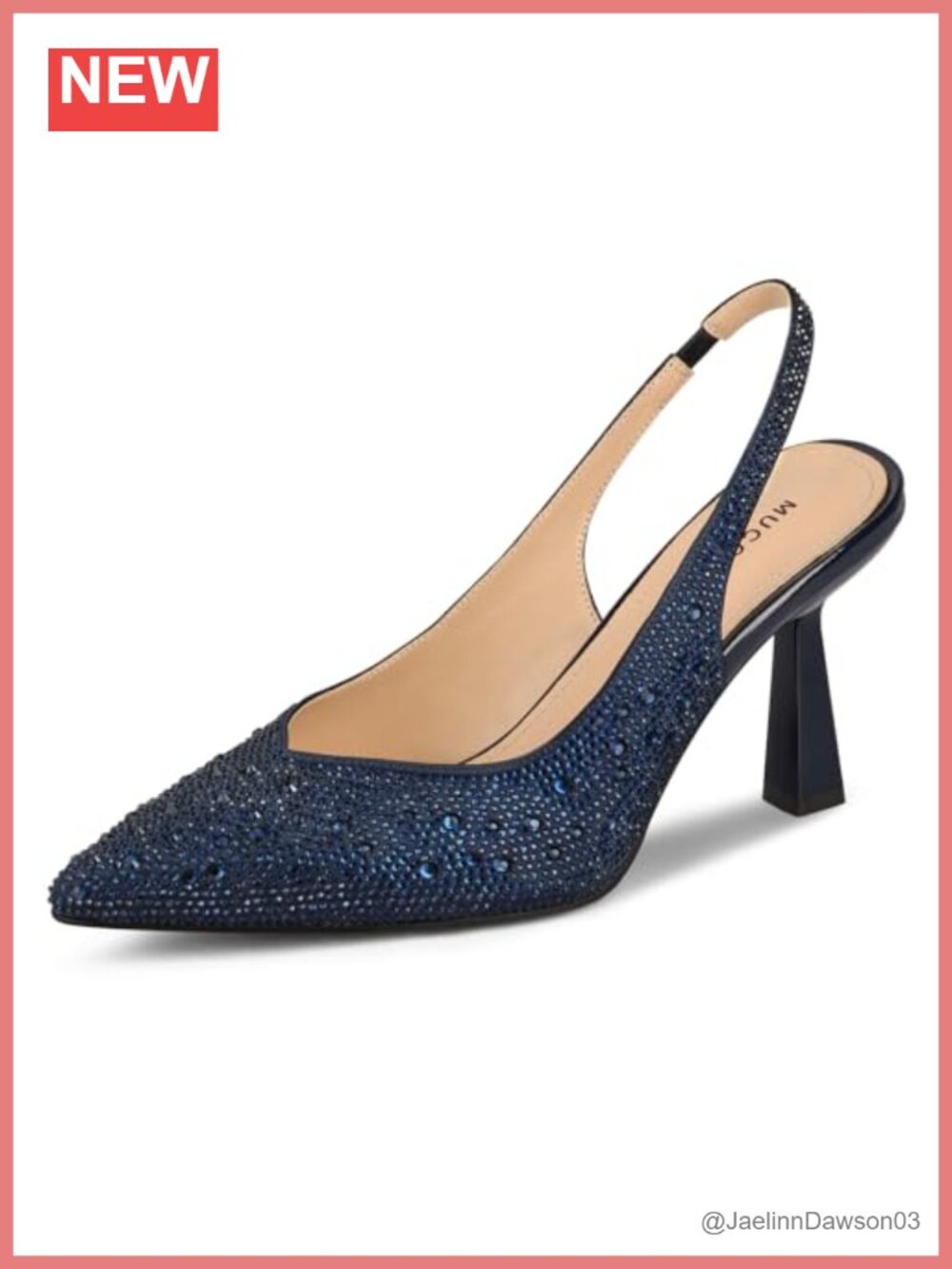 Rhinestone Slingback Kitten Heels Pointed Toe Women's Pumps 3.25" Heel
